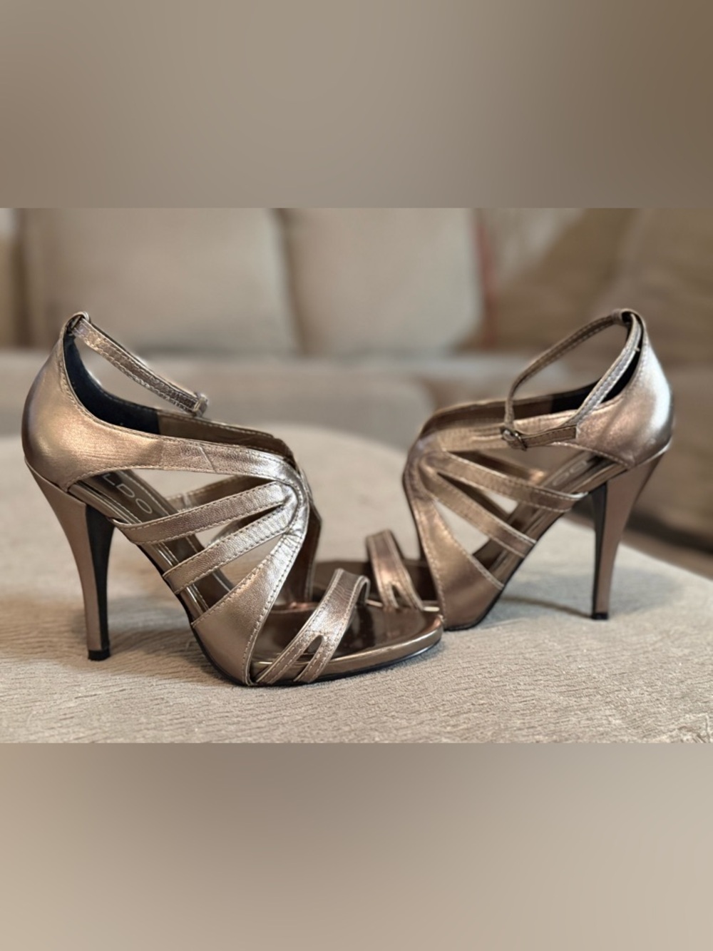 Aldo Metallic Bronze Strappy High Heels